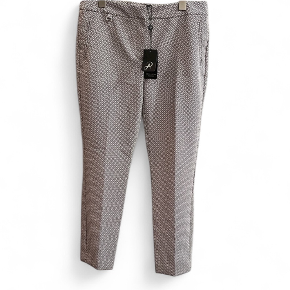 Adrianna Papell NEW mid-rise tailor taper Y2K 90’s trouser White Black Sz 6